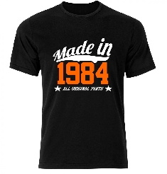 Koszulka czarna męska Made in 1984 na urodziny